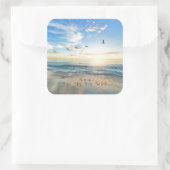 Zo, Sky. Zee. Zand. Beach Scene Vierkante Sticker (Tas)