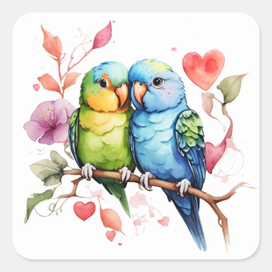 Zo Snel Liefdesvogels Vierkante Sticker (Voorkant)