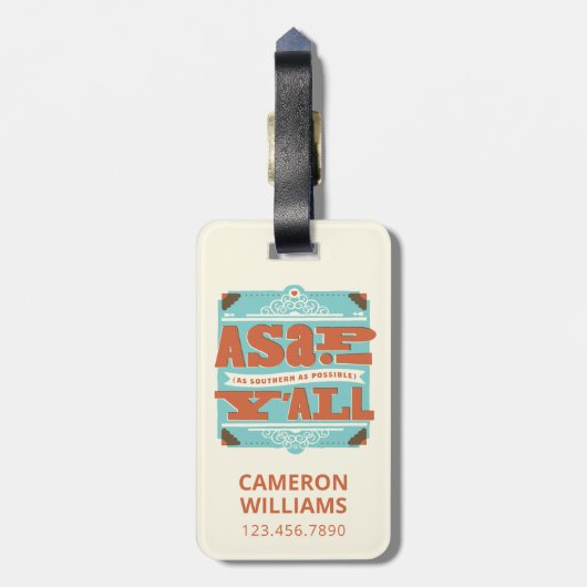ZO SNEL MOGELIJK | Zo zuidelijk mogelijk Y'ALL Bagagelabel (Achterkant verticaal)