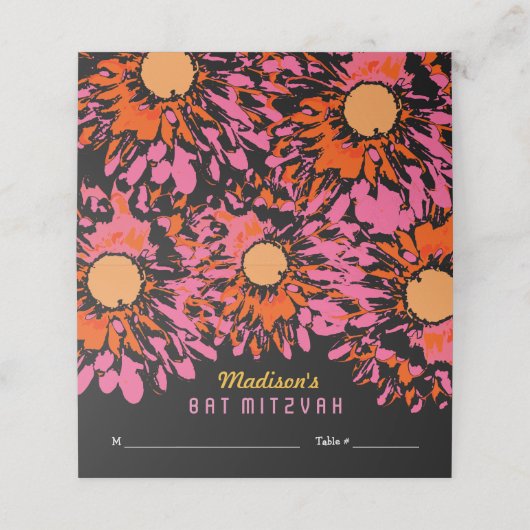 ZO  SPRING Bat Mitzvah Seating Escort Kaart Plaatskaartje (Buitenkant ongevouwen)