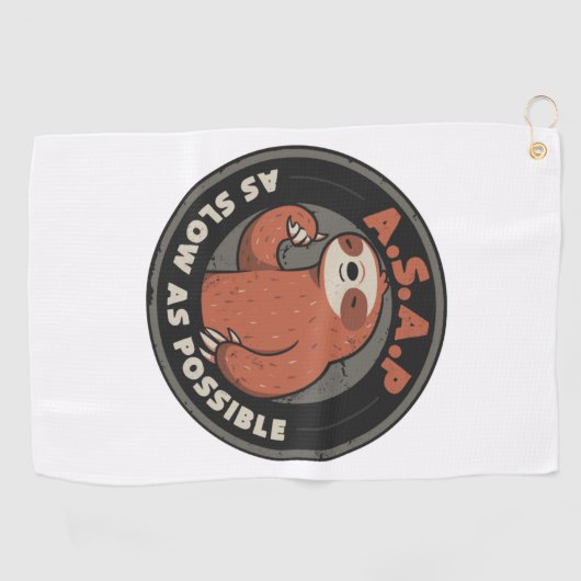 Zo traag mogelijk - Lazy klapt de grappige Slote G Golfhanddoek (Horizontaal)