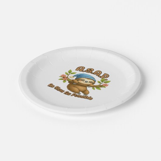 Zo traag mogelijk - Schattigee luiaard ASAP Classi Papieren Bordje (Gekanteld)