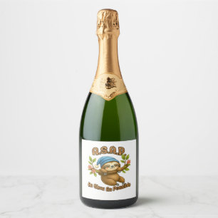Zo traag mogelijk - Schattigee luiaard ASAP Classi Sparkling Wijnetiket