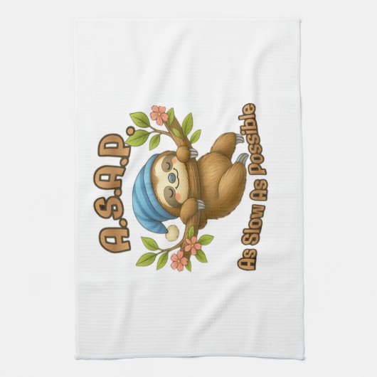 Zo traag mogelijk - Schattigee luiaard ASAP Classi Theedoek (Verticaal)