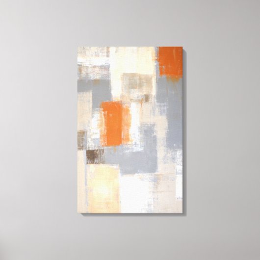 'Zo uniek' Oranje en beige Abstracte kunst Canvas Afdruk (Voorkant)