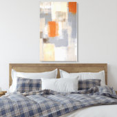 'Zo uniek' Oranje en beige Abstracte kunst Canvas Afdruk (Insitu (Slaapkamer))