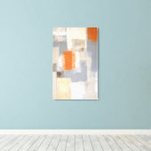 'Zo uniek' Oranje en beige Abstracte kunst Canvas Afdruk (Insitu (Houten vloer))