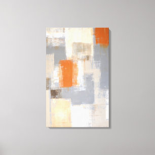 'Zo uniek' Oranje en beige Abstracte kunst Canvas Afdruk