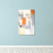 'Zo uniek' Oranje en beige Abstracte kunst Canvas Afdruk (Insitu (Houten vloer))