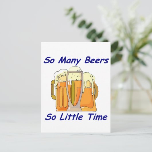 Zo veel bier, zo weinig tijd briefkaart (Staand voorkant)