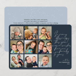 Zo veel 'Blessings' jaar Review Foto Collage Blue  Feestdagenkaart