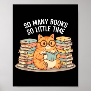 Zo Veel Boeken Weinig Tijd Kat Met Koffie  Poster