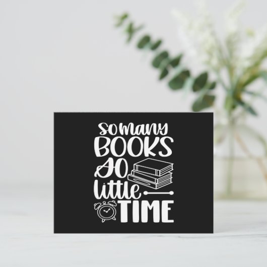 Zo veel boeken zo weinig tijd briefkaart (Staand voorkant)
