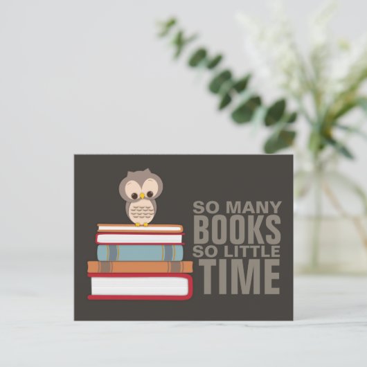 Zo veel boeken, zo weinig tijd om het boek te verk briefkaart (Staand voorkant)