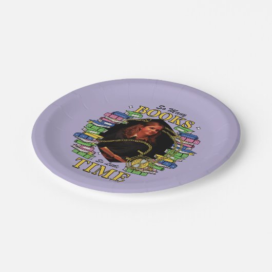 Zo veel boeken, zo weinig tijd papieren bordje (Gekanteld)