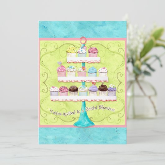 Zo veel cupcakes, Bridal Shower Uitnodiging (Staand voorkant)
