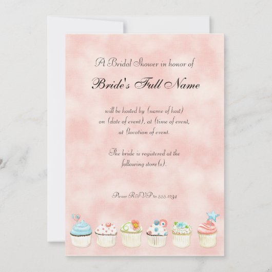 Zo veel cupcakes, Bridal Shower Uitnodiging (Achterkant)