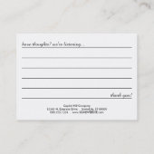 zo veel dank voor de commentaarkaart visitekaartje (Achterkant)