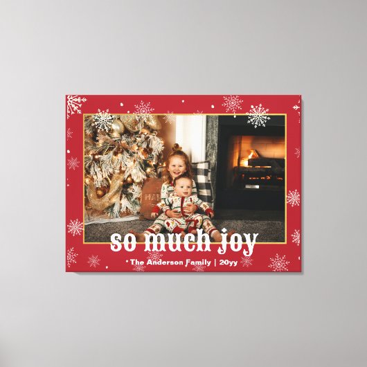 Zo veel Joy Funny kerstfamilie Foto Canvas Afdruk (Voorkant)