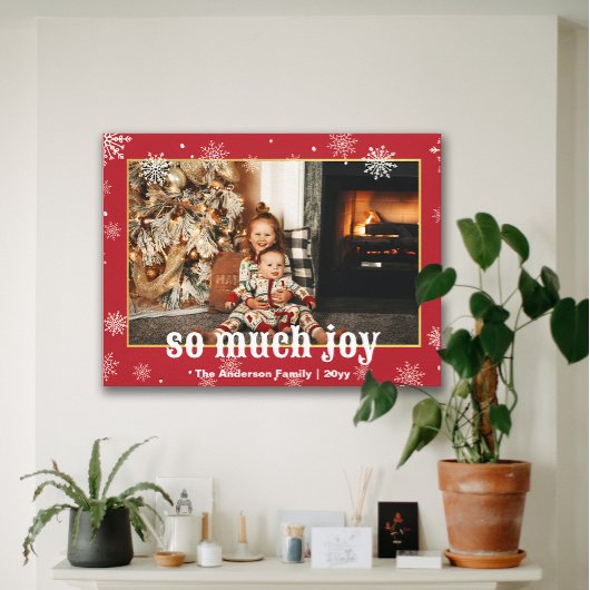Zo veel Joy Funny kerstfamilie Foto Canvas Afdruk