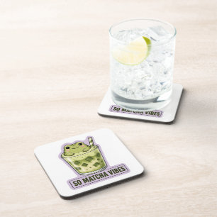 Zo veel Matcha Vibes Cute Kawaii Kikker Meme Bier Onderzetter