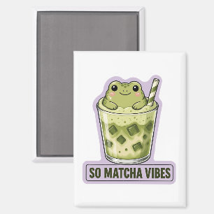 Zo veel Matcha Vibes Cute Kawaii Kikker Meme Magneet