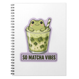 Zo veel Matcha Vibes Cute Kawaii Kikker Meme Notitieboek