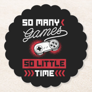 Zo Veel Videogames Zo Weinig Tijd - Gamen & Game Kartonnen Onderzetters