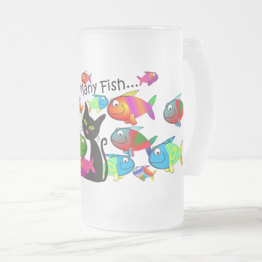 "Zo veel vis" Cat Lovers Gifts Matglas Bierpul (Voorkant rechts)