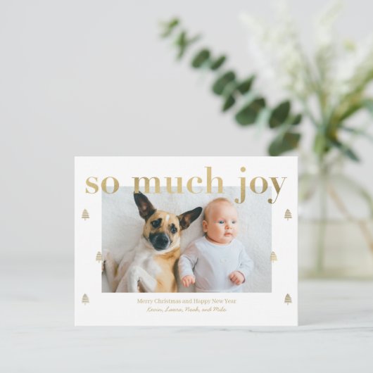 Zo Veel Vreugde Moderne Kerstkaart Feestdagenkaart (Staand voorkant)