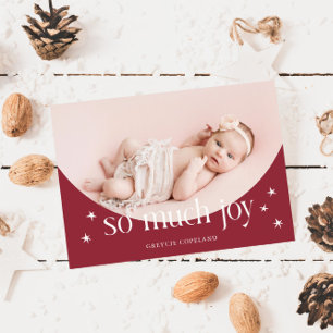Zo veel vreugde rode vakantie Baby foto geboorte Aankondiging