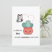 Zo verschillend, perfect samen – Schattig liefdesk Feestdagenkaart (Staand voorkant)