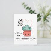 Zo verschillend, perfect samen – Schattig verliefd Briefkaart (Staand voorkant)