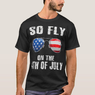 Zo Vlieg Van Juli Amerikaanse Vlag Zonnebril Jonge T-shirt