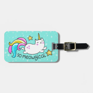 Zo vloeiend meowgical Cute Unicorn kat glitter Bagagelabel