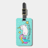 Zo vloeiend meowgical Cute Unicorn kat glitter Bagagelabel (Voorkant verticaal)