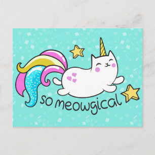 Zo vloeiend meowgical Cute Unicorn kat glitter Briefkaart