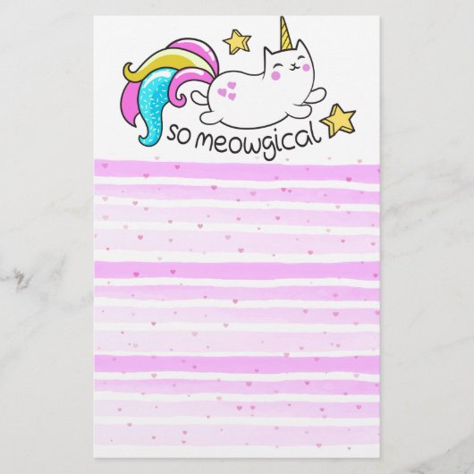 Zo vloeiend meowgical Cute Unicorn kat glitter Briefpapier (Voorkant)