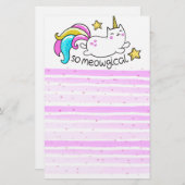 Zo vloeiend meowgical Cute Unicorn kat glitter Briefpapier (Voorkant / Achterkant)