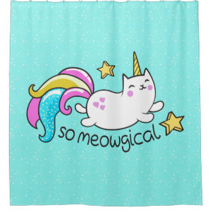 Zo vloeiend meowgical Cute Unicorn kat glitter Douchegordijn