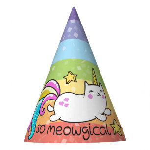 Zo vloeiend meowgical Cute Unicorn kat glitter Feesthoedjes