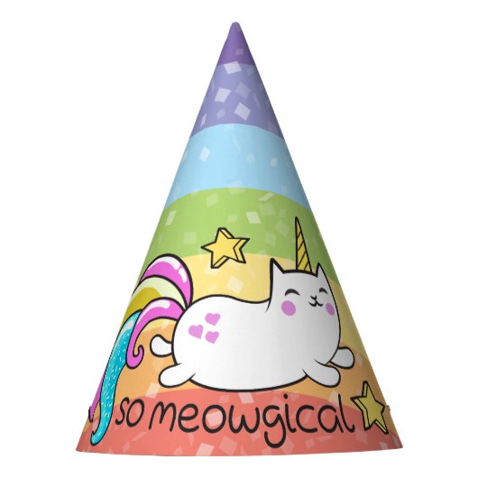 Zo vloeiend meowgical Cute Unicorn kat glitter Feesthoedjes (Voorkant)