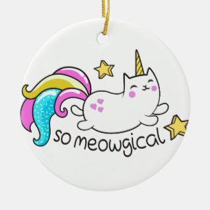 Zo vloeiend meowgical Cute Unicorn kat glitter Keramisch Ornament