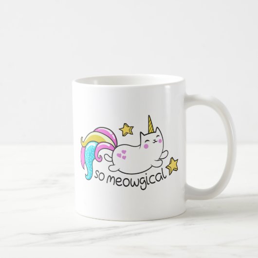 Zo vloeiend meowgical Cute Unicorn kat glitter Koffiemok (Rechts)