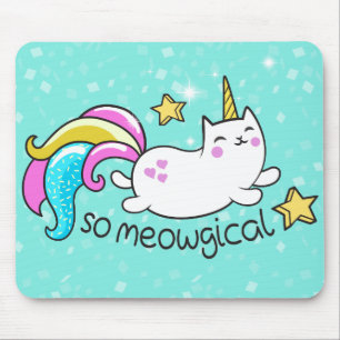 Zo vloeiend meowgical Cute Unicorn kat glitter Muismat