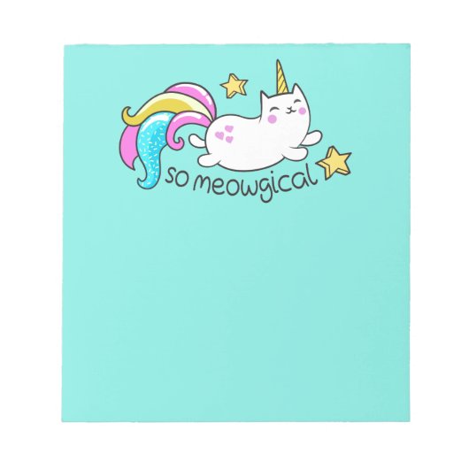 Zo vloeiend meowgical Cute Unicorn kat glitter Notitieblok (Voorkant)