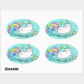 Zo vloeiend meowgical Cute Unicorn kat glitter Ovale Sticker (Vel)