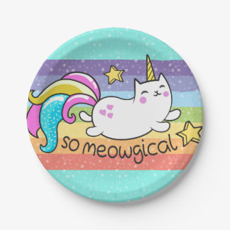 Zo vloeiend meowgical Cute Unicorn kat glitter Papieren Bordje
