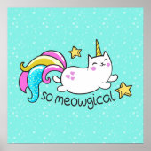 Zo vloeiend meowgical Cute Unicorn kat glitter Poster (Voorkant)