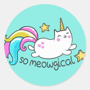 Zo vloeiend meowgical Cute Unicorn kat glitter Ronde Sticker